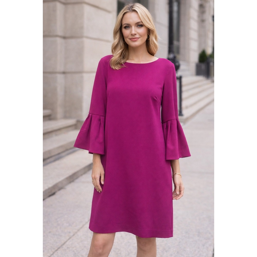 Eliza J Pink Bell Sleeve Shift Dress 18W Plus Cocktail Wedding EUC